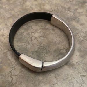 Leather & S Silver bracelet